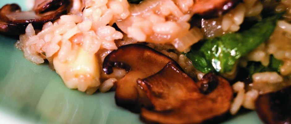 Mushroom and spinach risotto