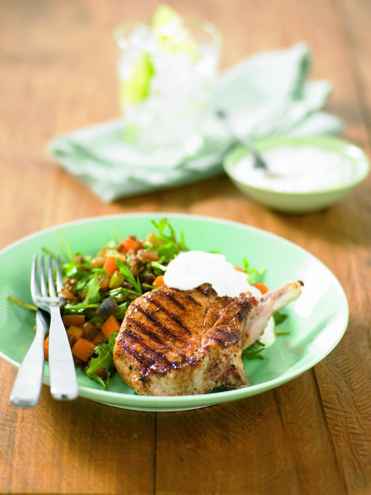 Pork with spiced lentils