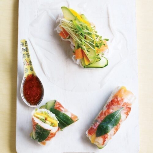 Prawn, mango and avocado rolls