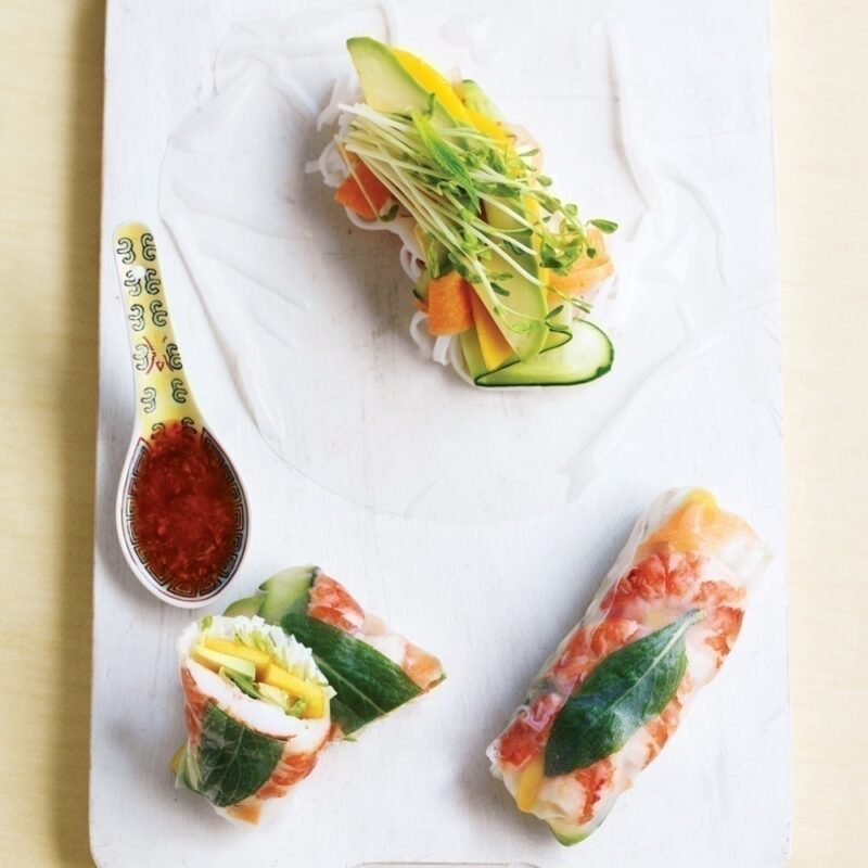 Prawn, mango and avocado rolls