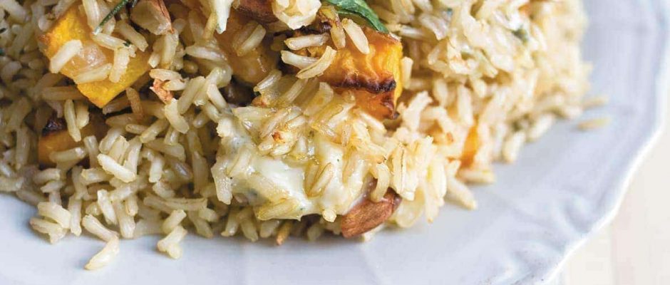 Pumpkin and blue cheese brown rice pilaf