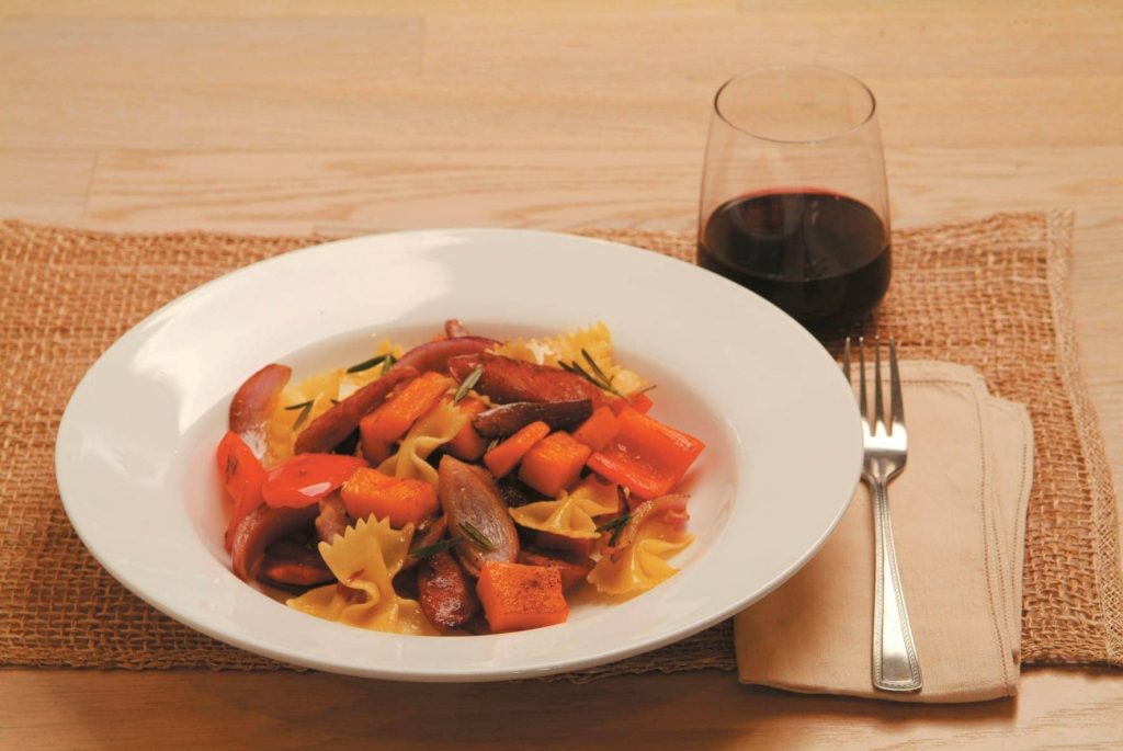Pumpkin and sausage pasta