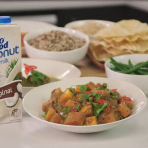 Pumpkin and pea curry