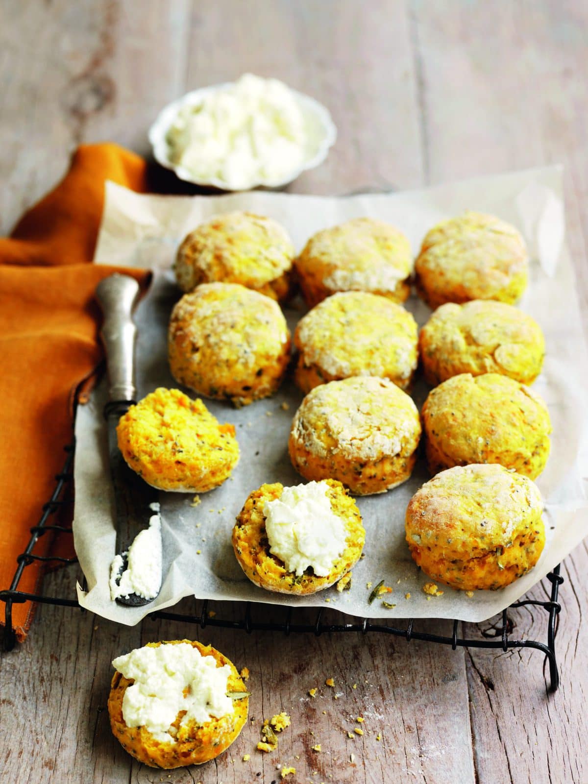 Pumpkin, chia and rosemary scones
