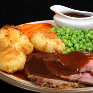 Roast beef and vegetables
