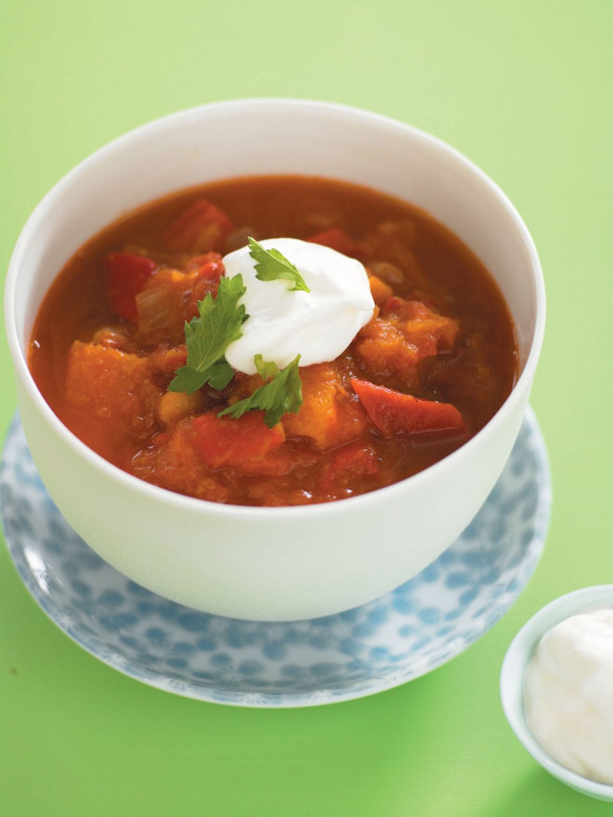 Roasted capsicum, pumpkin and tomato soup