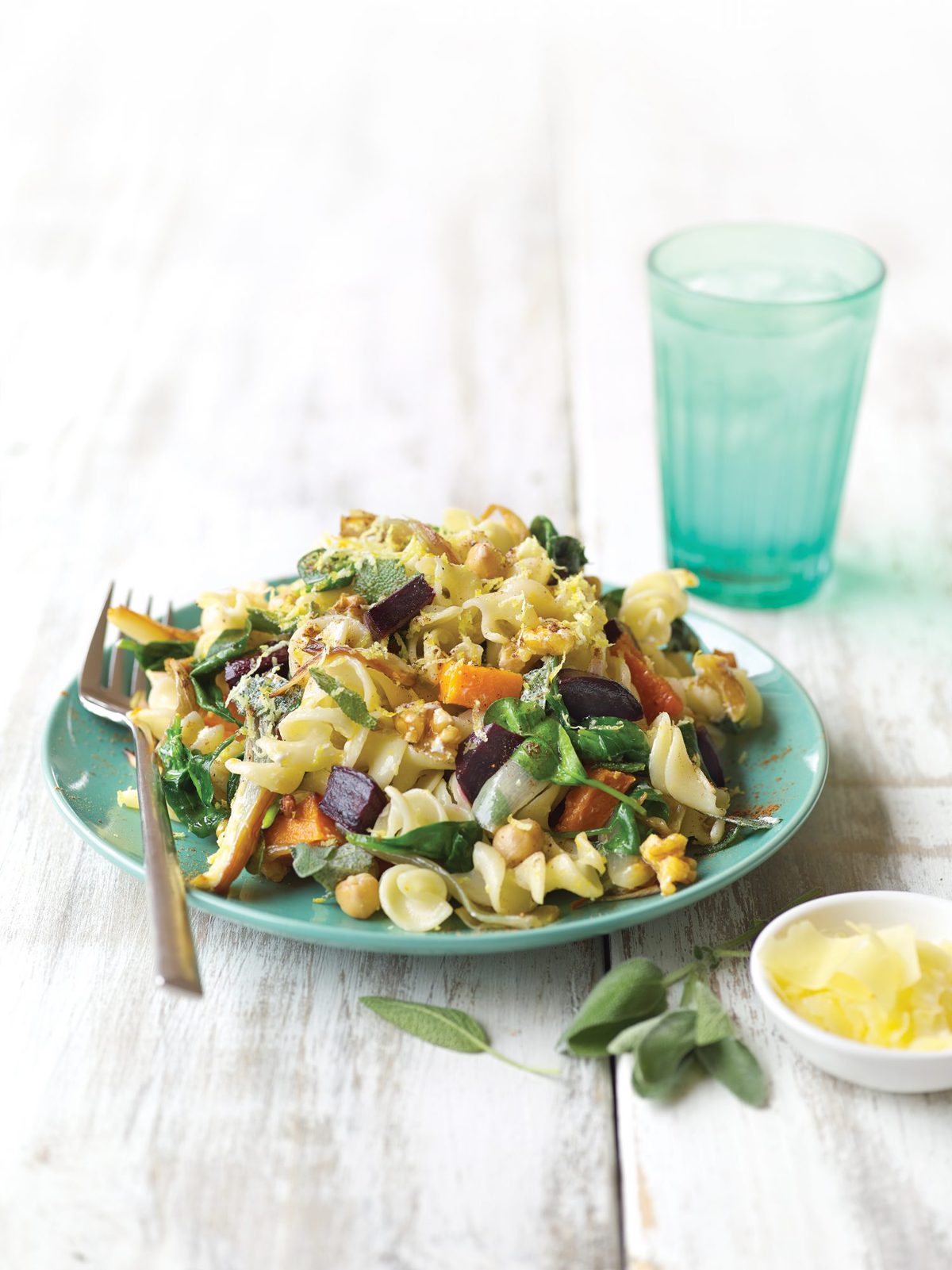 Roasted pumpkin and shallot pasta with sage