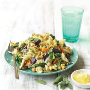Roasted pumpkin and shallot pasta with sage