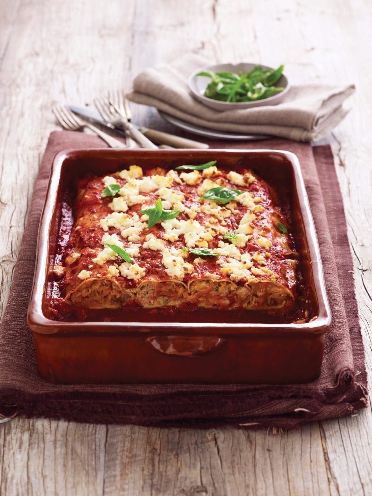 Roasted pumpkin, chicken and ricotta cannelloni