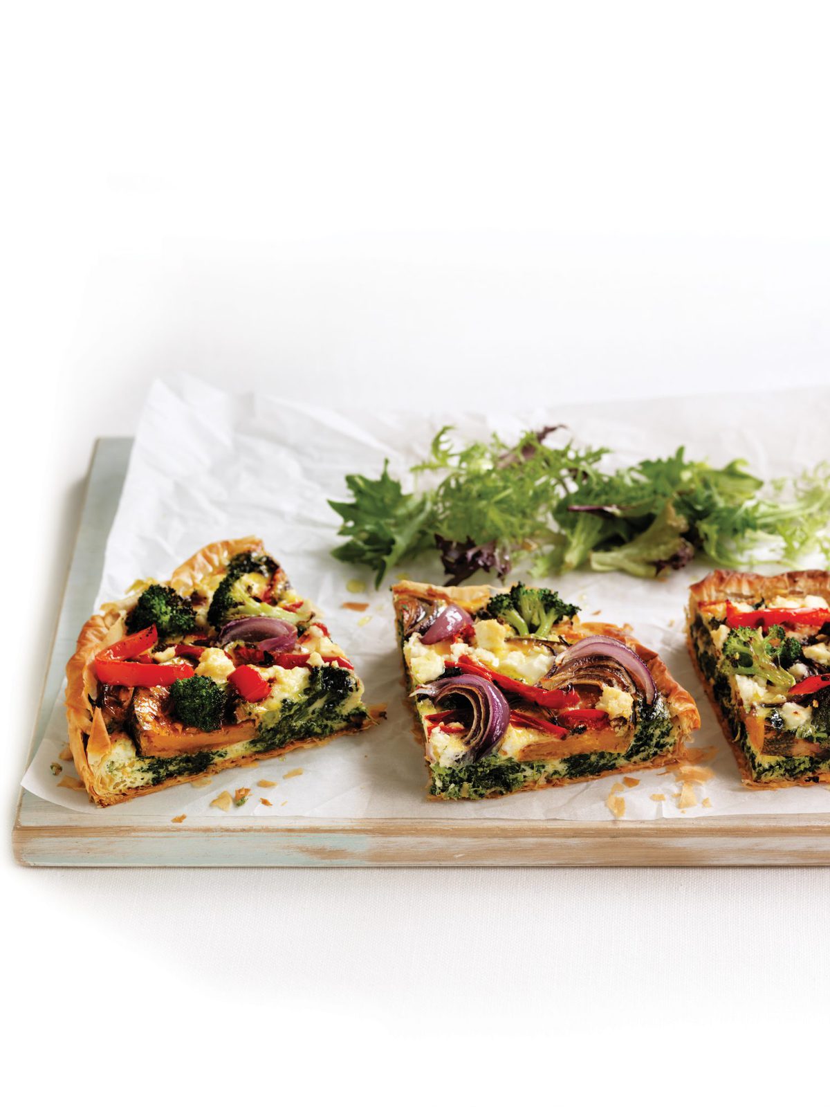Roasted vegetable and feta tarts