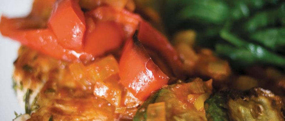 Rosemary chicken with capsicum and tomato sauce