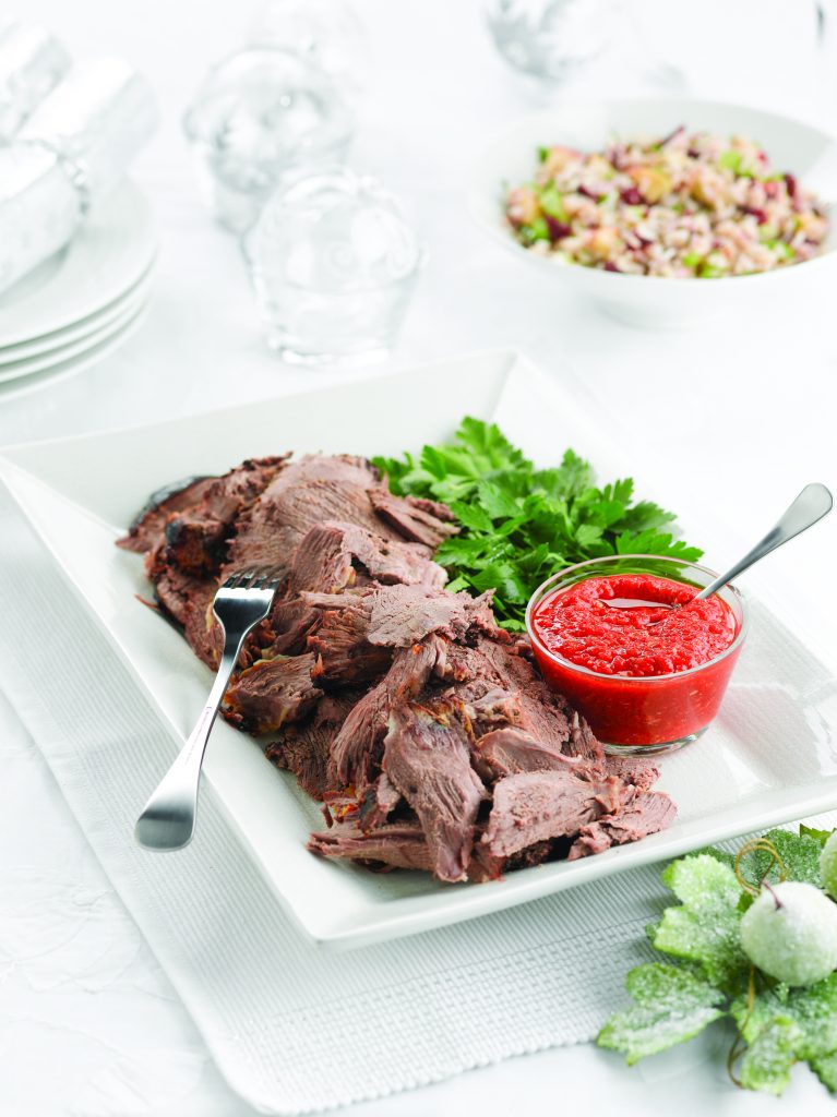 Rosemary-marinated lamb leg with roasted pepper relish Rosemary-marinated lamb leg with roasted pepper relish
