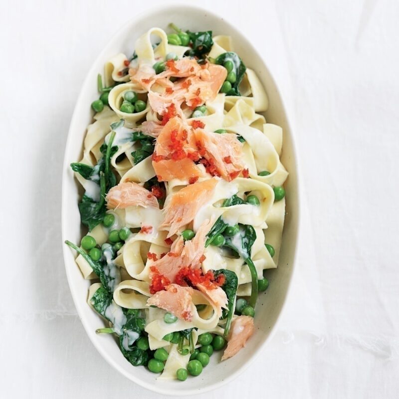 Salmon, chilli and lemon fettuccine