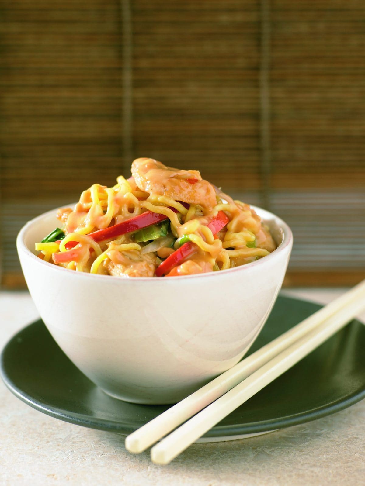 Satay chicken noodle stir-fry