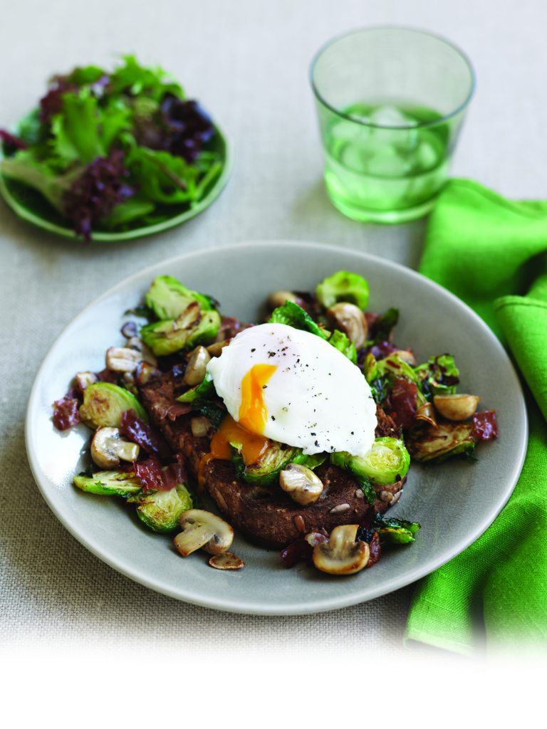 Sautéed sprouts and mushrooms with poached egg Sautéed sprouts and mushrooms with poached egg