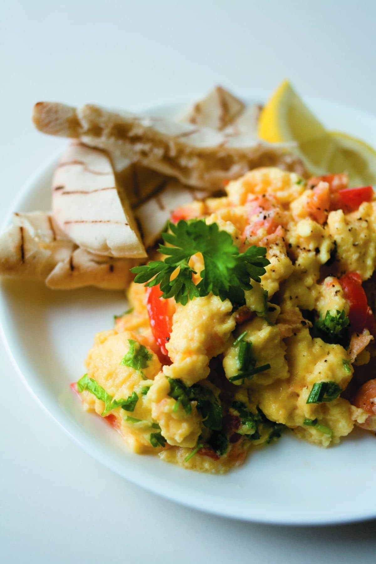 Scrambled eggs with salmon