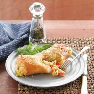 Seafood filo parcels