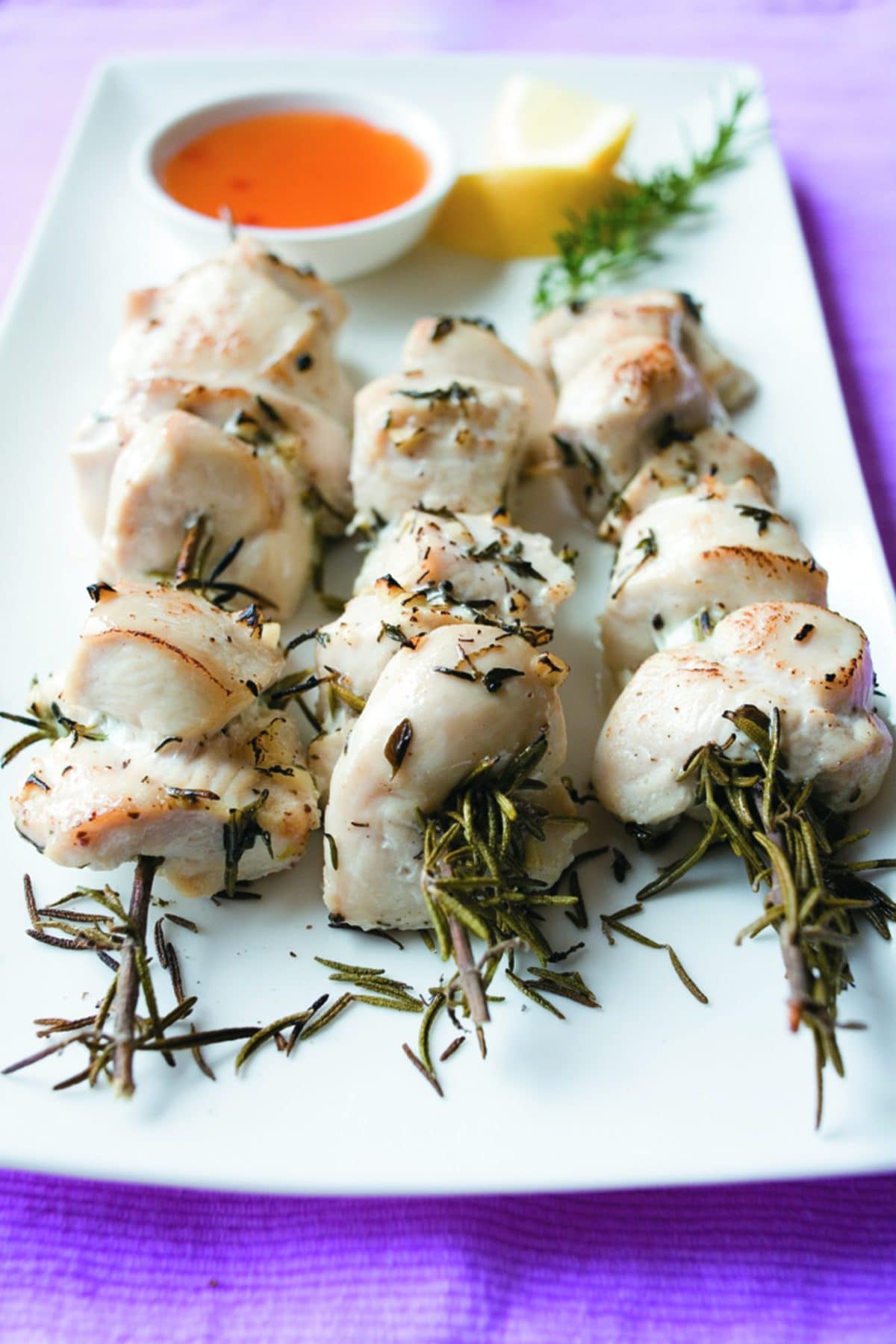 Skewered rosemary chicken