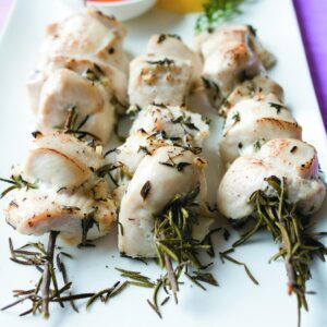 Skewered rosemary chicken