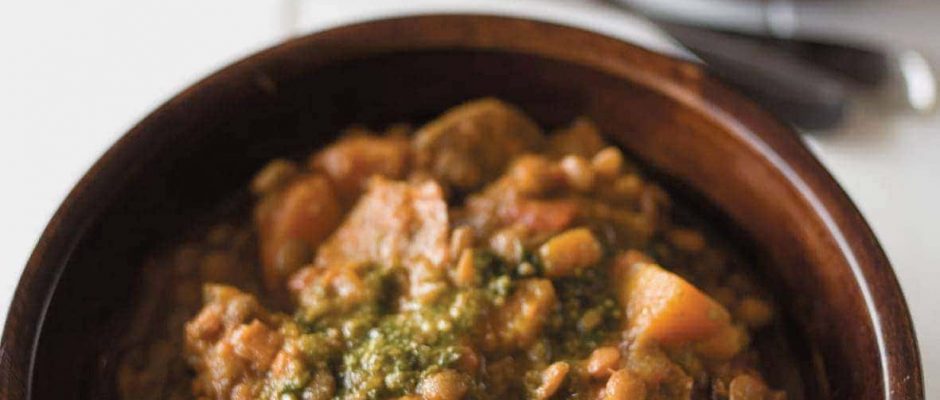 Slow-cooker sausages with lentils