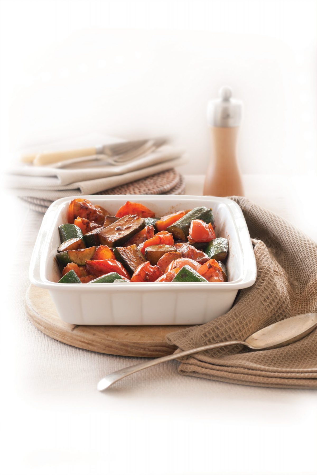 Slow-roasted tomatoes and courgettes