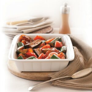 Slow-roasted tomatoes and courgettes