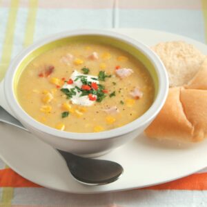 Smoked chicken and corn chowder