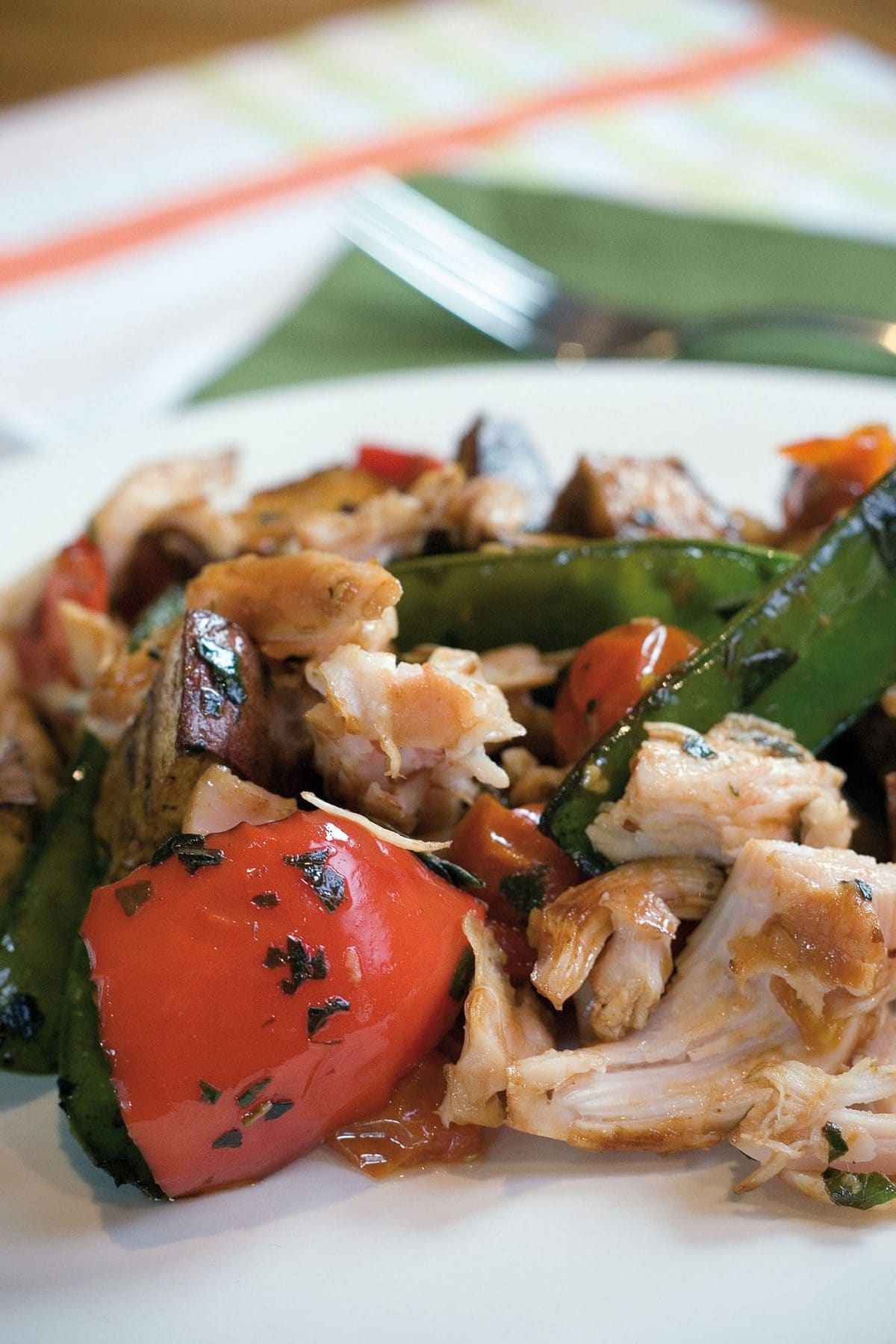 Smoked chicken and roasted vegetable salad
