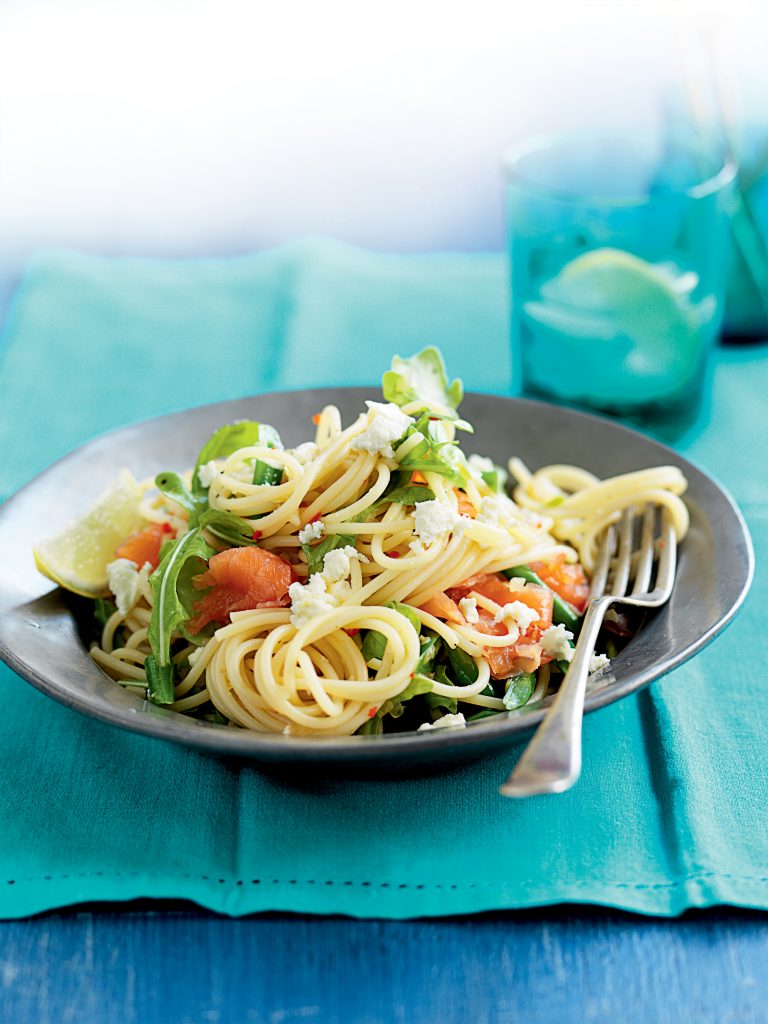 Smoked salmon and rocket pasta