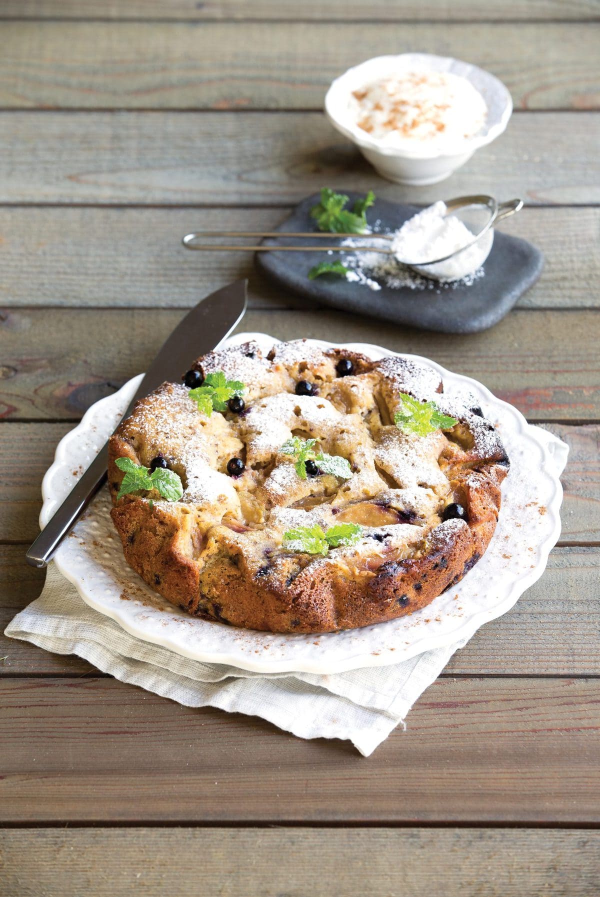 Spiced apple and blackcurrant sponge