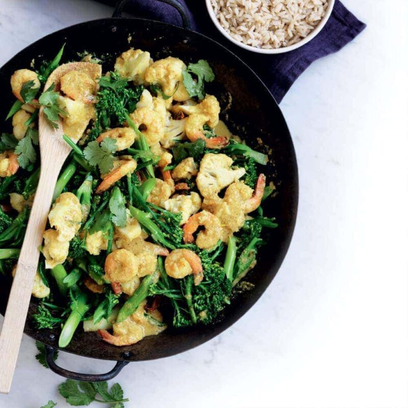 Spicy prawn and coconut stir-fry