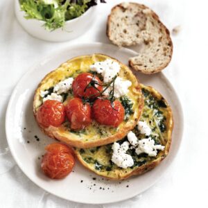 Spinach and ricotta omelette stack
