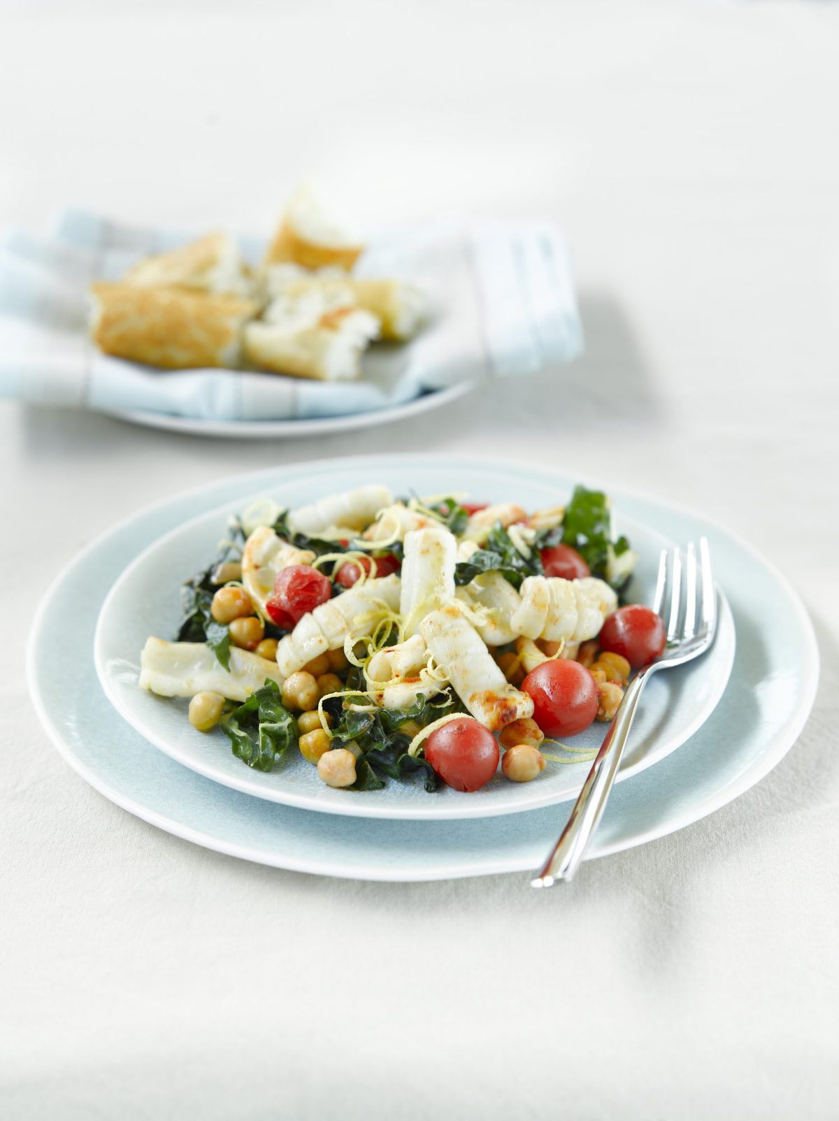 Squid and chickpea toss
