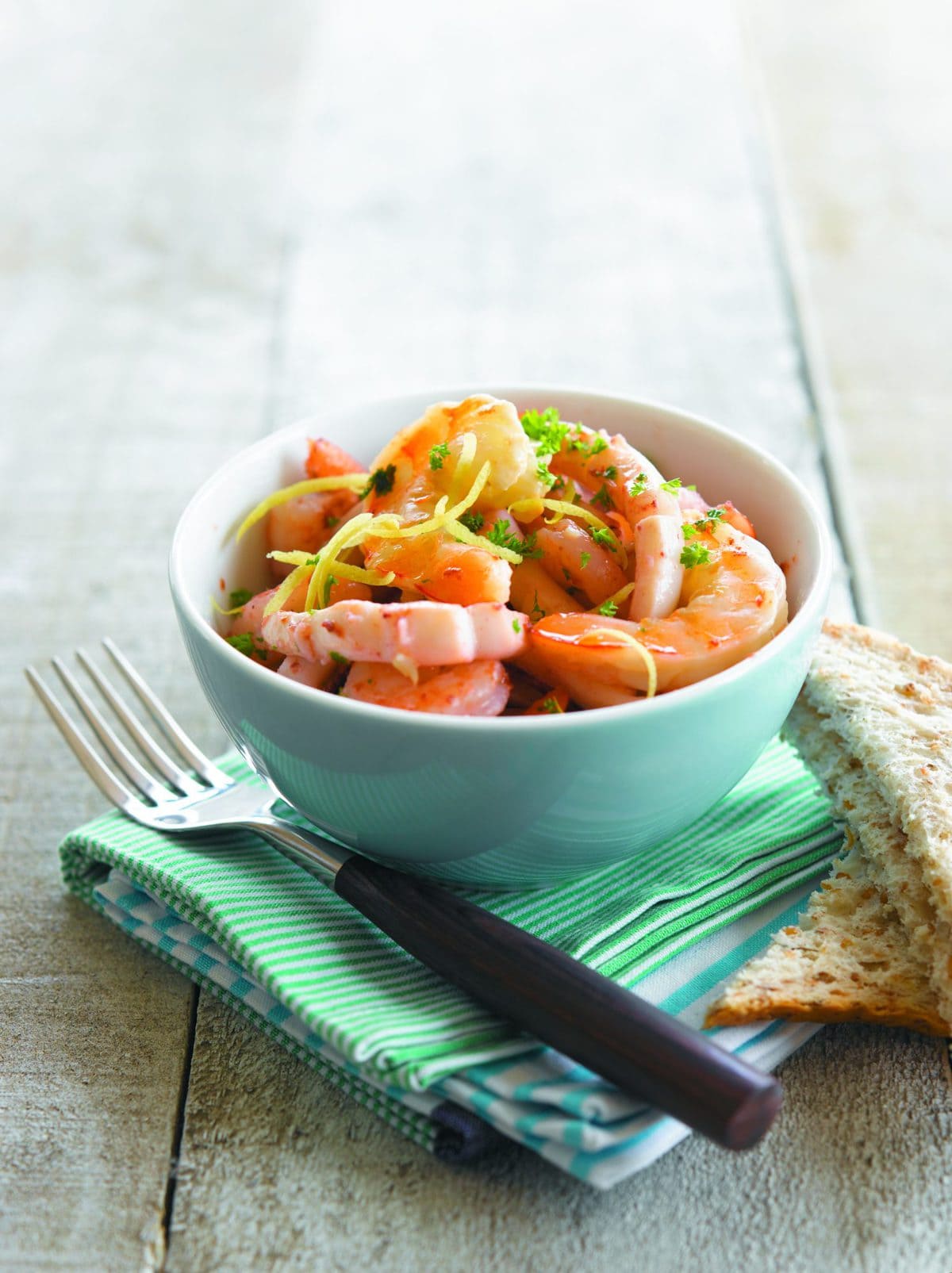 Squid and prawns with garlic, lemon and parsley