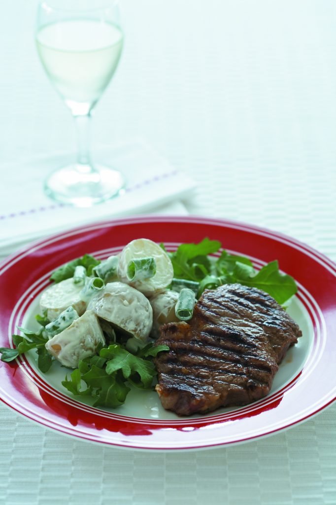 Steak Diane with potato salad Steak Diane with potato salad