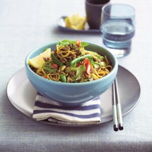 Sweet and sour pork with noodles