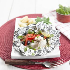 Tarakihi with olives and tomatoes