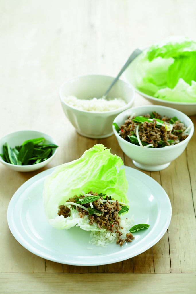 Thai pork lettuce wraps