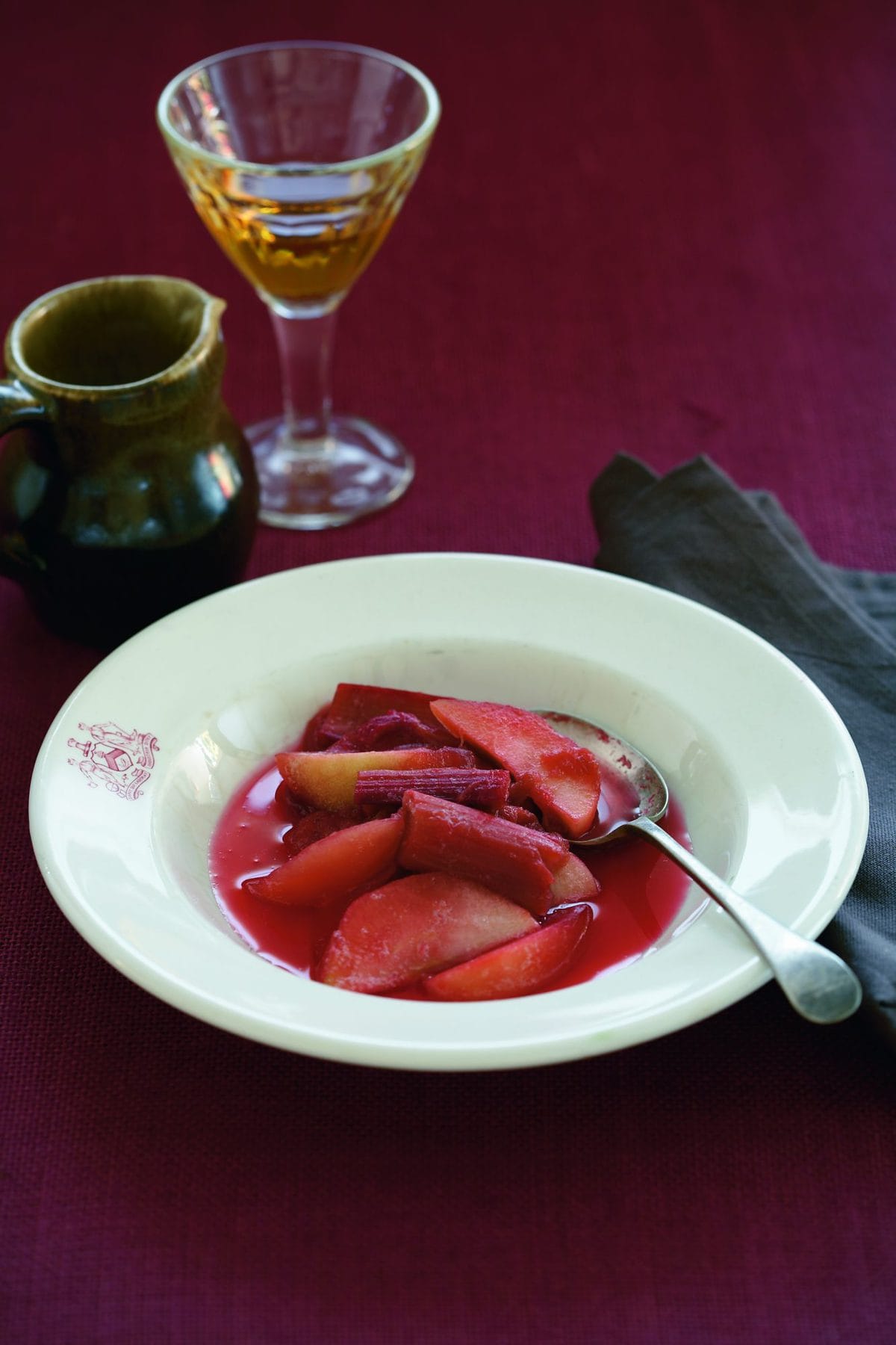 Vanilla-poached rhubarb and apple