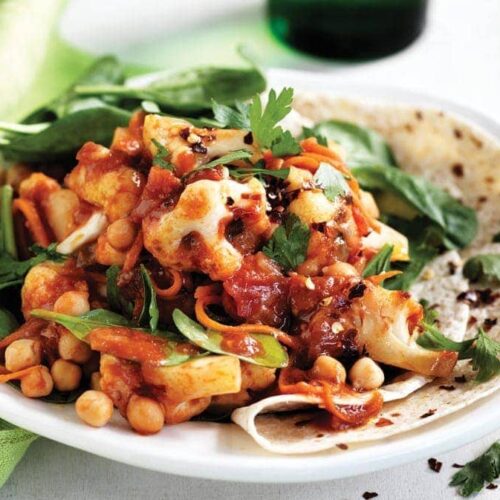 Vegie and chickpea fajitas