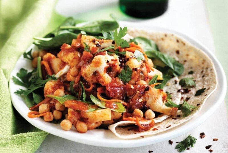 Vegie and chickpea fajitas