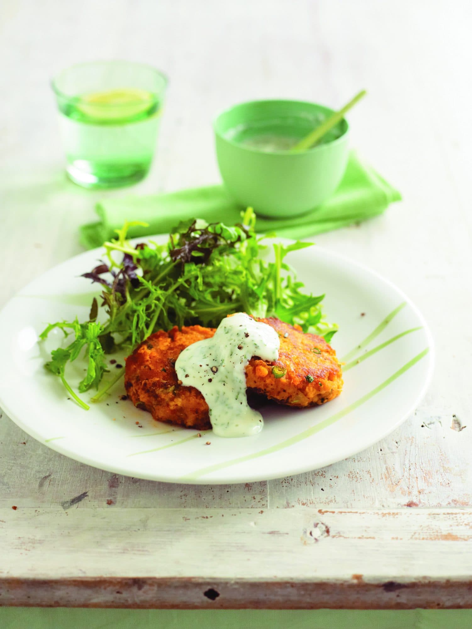 Vege patties with herbed yoghurt
