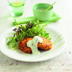 Vege patties with herbed yoghurt