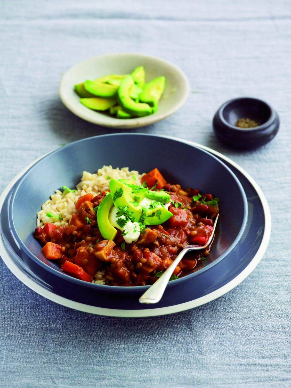 Vegetable, lentil and bean mole