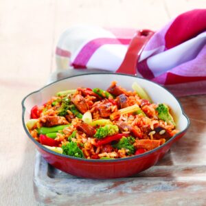 Vegetarian sausage stir-fry
