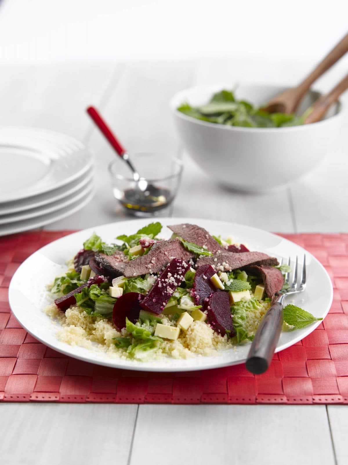 Venison, beetroot and mint salad