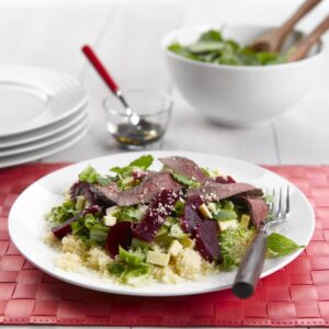 Venison, beetroot and mint salad