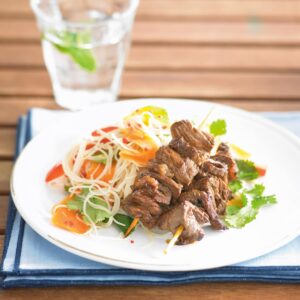 Vietnamese beef skewers with noodle salad