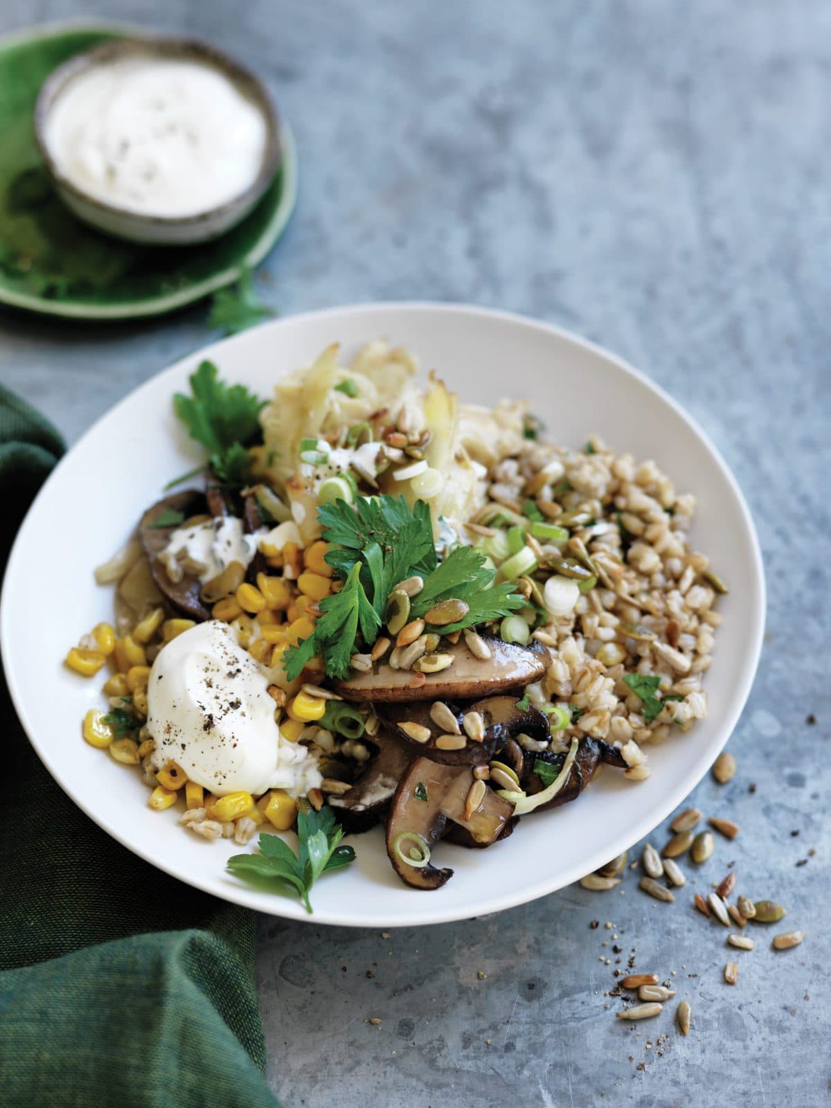 Warm fennel, mushroom and barley salad