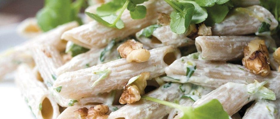 Watercress and walnut pasta